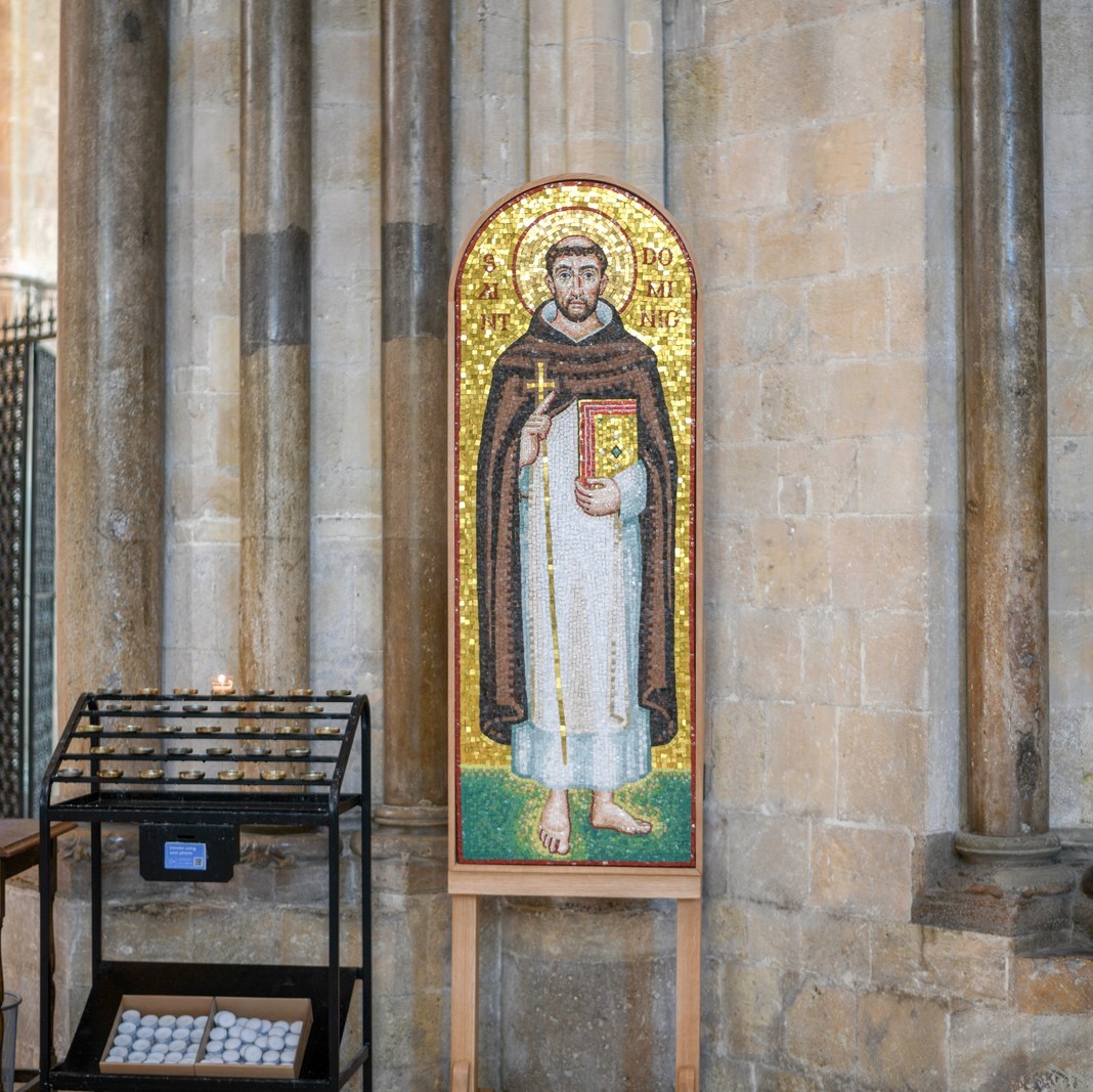 Mosaic of St Dominic, created by liturgical artist James Blackstone during the three-month Art of Worship residency